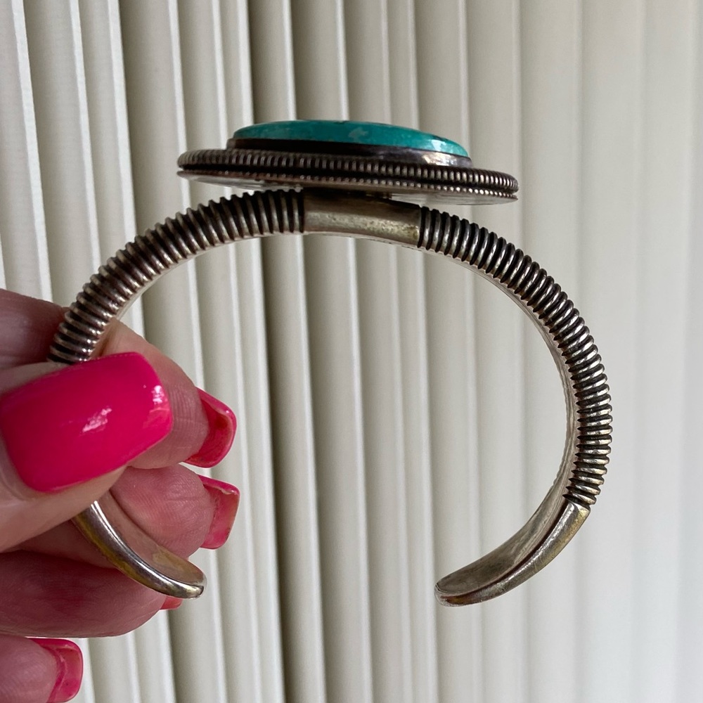 Artie Yellowhorse silver & turquoise bracelet - Picture 4 of 7